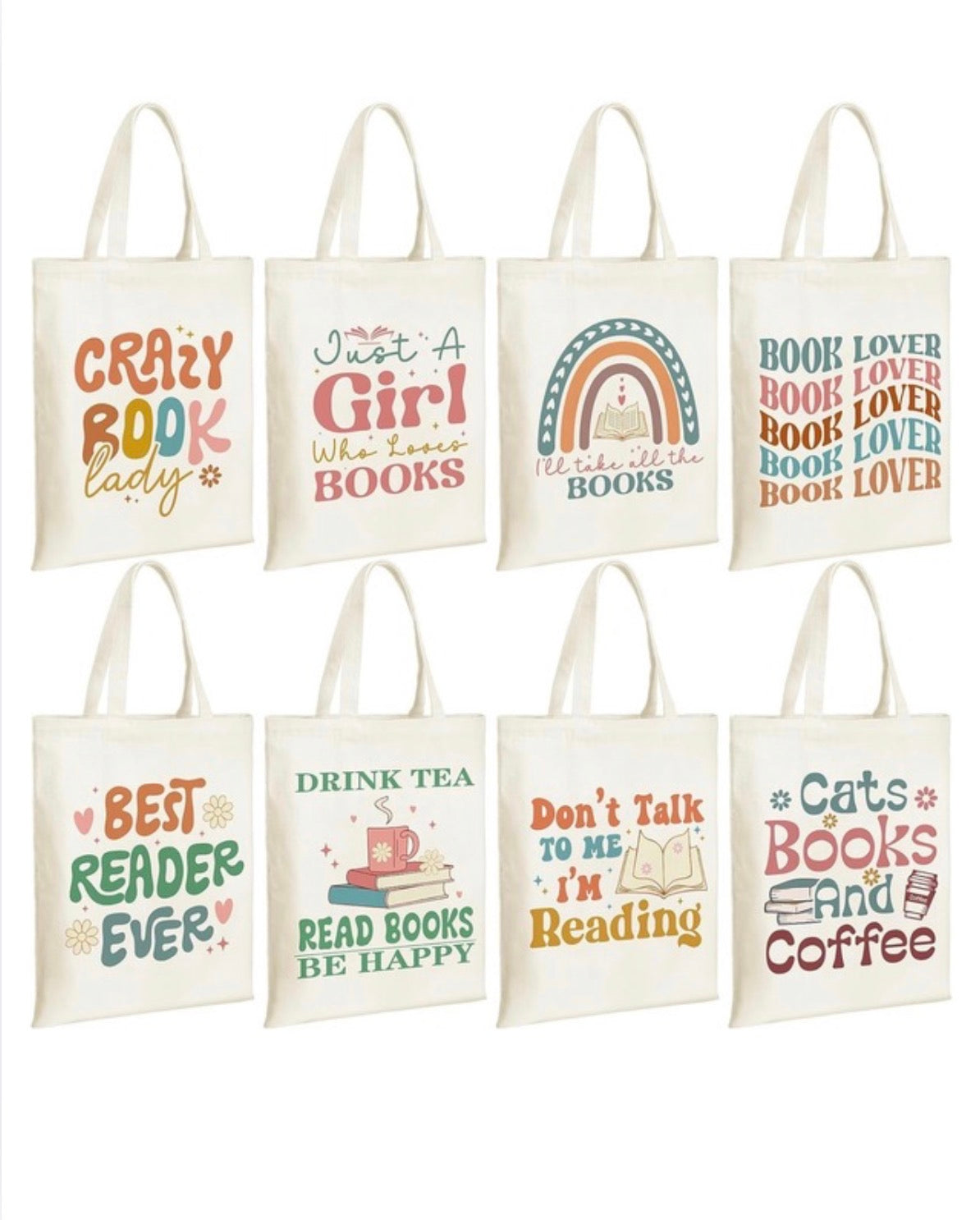 Crazy Book Lady Canvas Totes Bag